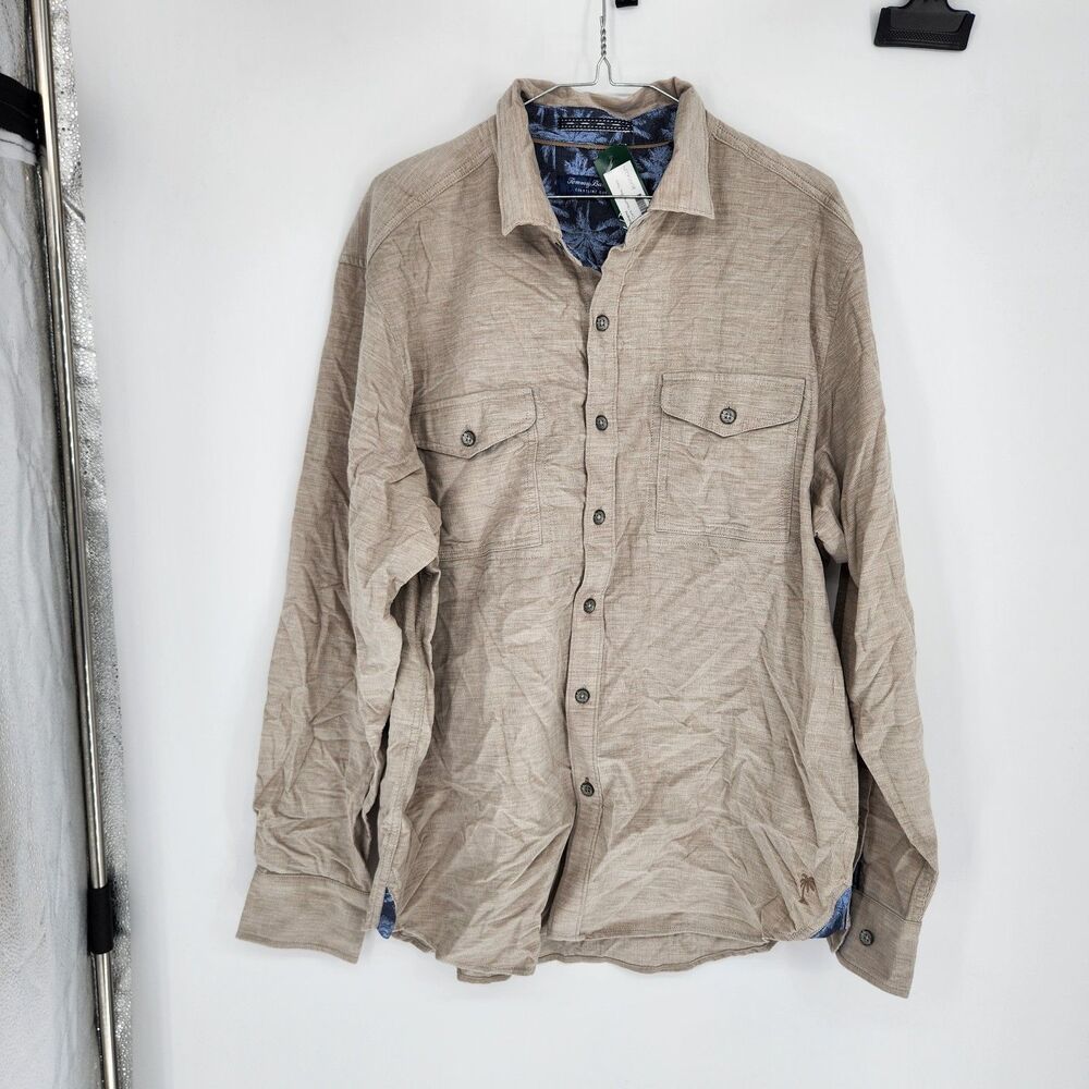 Tommy‎ Bahama Beige Large Coastline Cord Heather Bay Shirt NWT